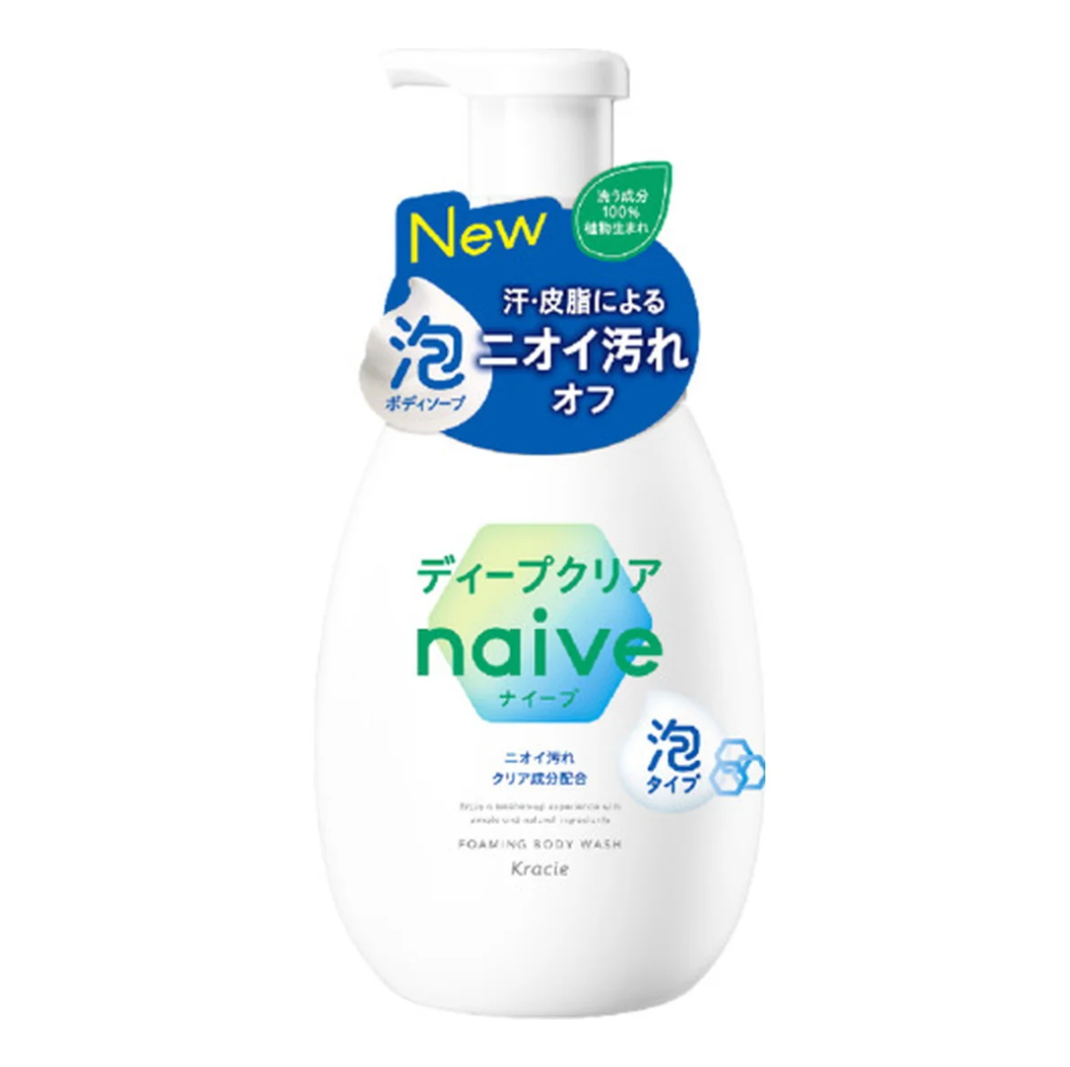 KRACIE Naive Foaming Body Wash Deep Clear 600ml
