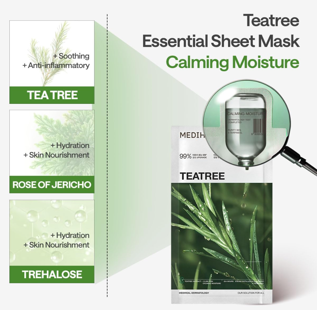 MEDIHEAL  Teatree Essential Mask Calming Moisture (10)