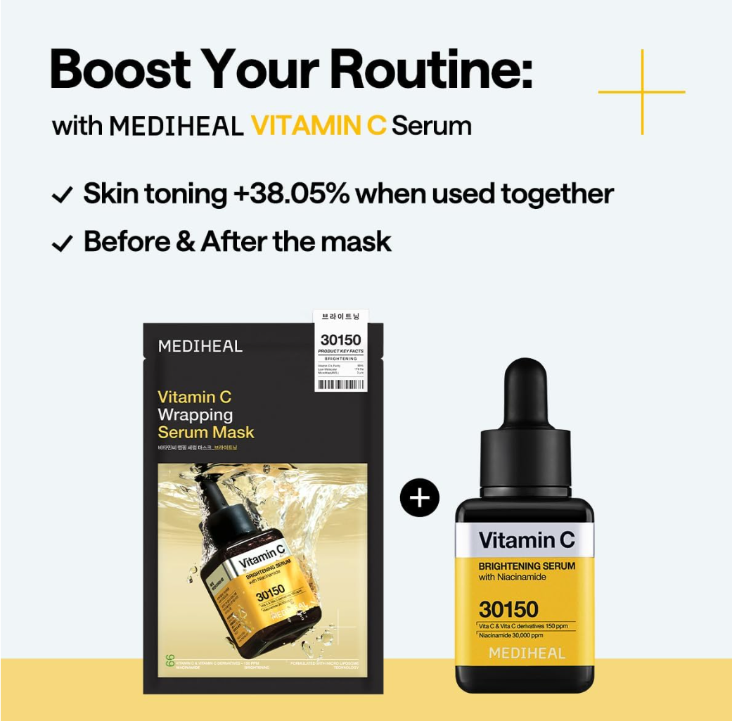 MEDIHEAL  Vitamin C Wrapping Serum Mask (10)