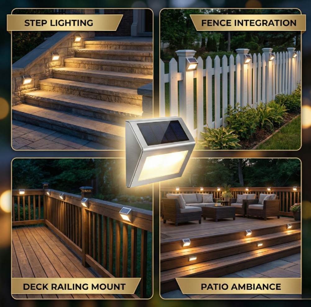 8 Pack Solar Deck Outdoor Lights